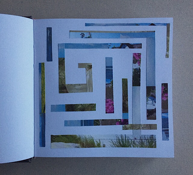 Labyrinth - Irrgarten?, Collage im Skizzenbuch, 14 x 14 cm, 2017, (c) hehocra
