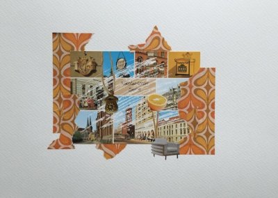 Postkartengrüße aus Berlin 11/16, Collage Papier, 32 x 24 cm, 2015, (c) hehocra