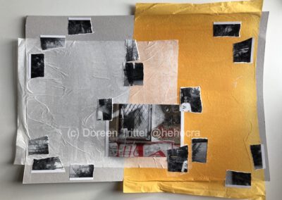 Erinnerungen sortieren, Collage auf Pappe, 2019, (c) Doreen Trittel